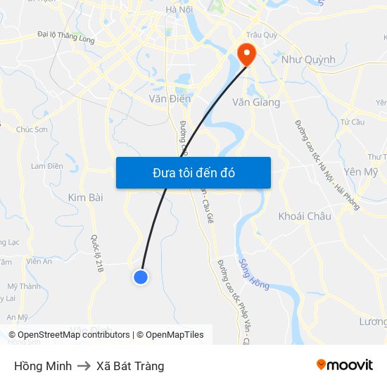 Hồng Minh to Xã Bát Tràng map