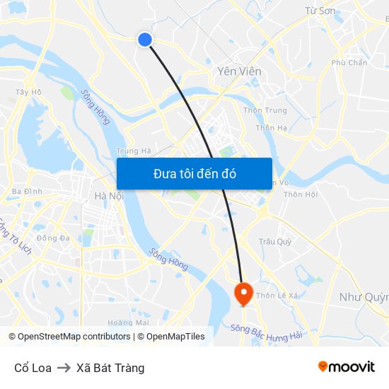 Cổ Loa to Xã Bát Tràng map