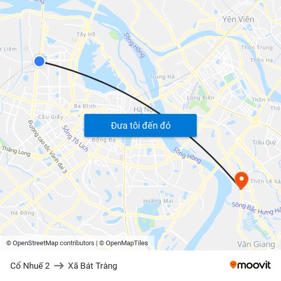 Cổ Nhuế 2 to Xã Bát Tràng map