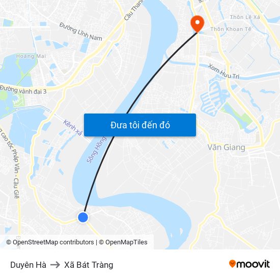 Duyên Hà to Xã Bát Tràng map