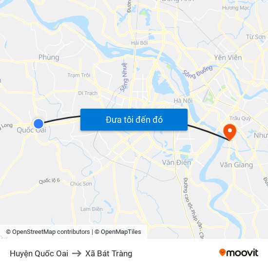 Huyện Quốc Oai to Xã Bát Tràng map