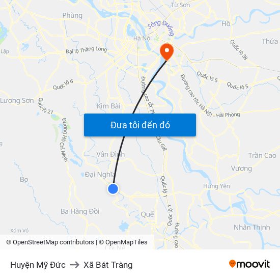 Huyện Mỹ Đức to Xã Bát Tràng map