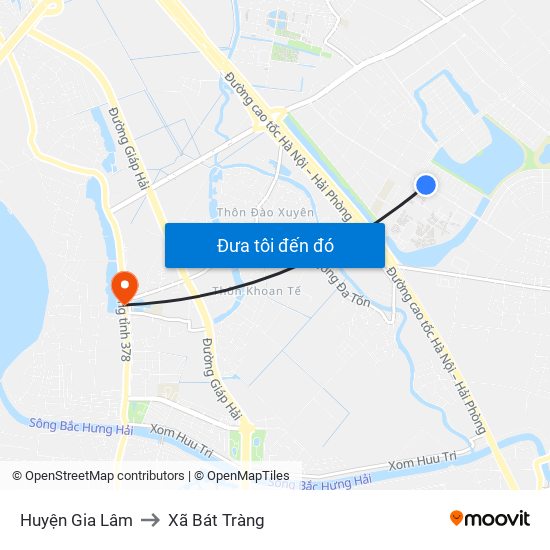 Huyện Gia Lâm to Xã Bát Tràng map