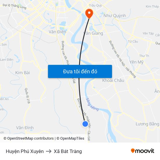 Huyện Phú Xuyên to Xã Bát Tràng map