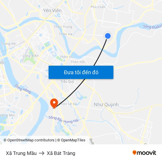 Xã Trung Mầu to Xã Bát Tràng map