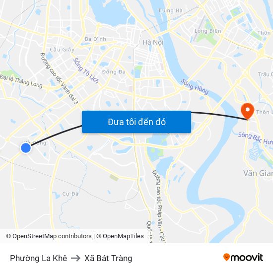Phường La Khê to Xã Bát Tràng map