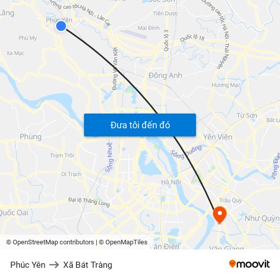 Phúc Yên to Xã Bát Tràng map