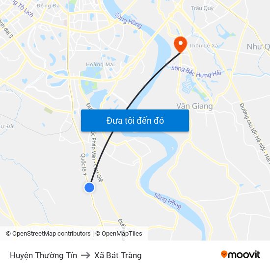 Huyện Thường Tín to Xã Bát Tràng map