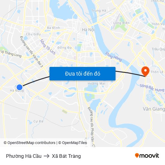 Phường Hà Cầu to Xã Bát Tràng map