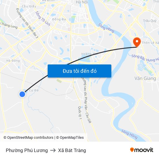 Phường Phú Lương to Xã Bát Tràng map