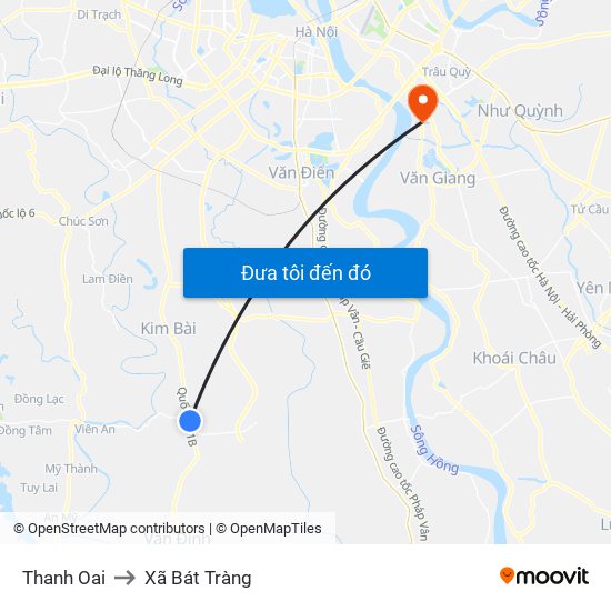 Thanh Oai to Xã Bát Tràng map