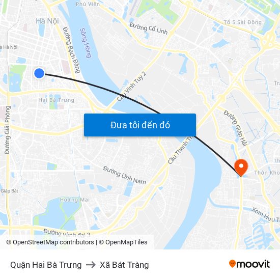 Quận Hai Bà Trưng to Xã Bát Tràng map