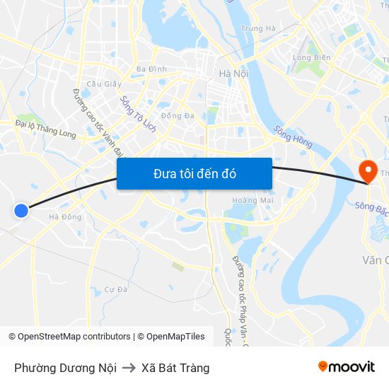 Phường Dương Nội to Xã Bát Tràng map