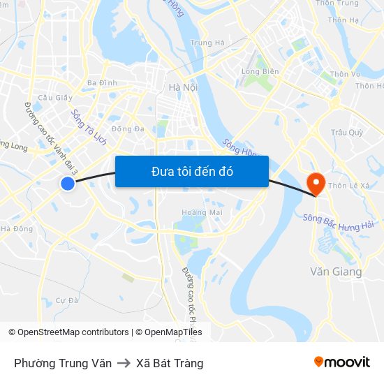 Phường Trung Văn to Xã Bát Tràng map