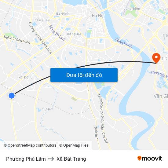 Phường Phú Lãm to Xã Bát Tràng map