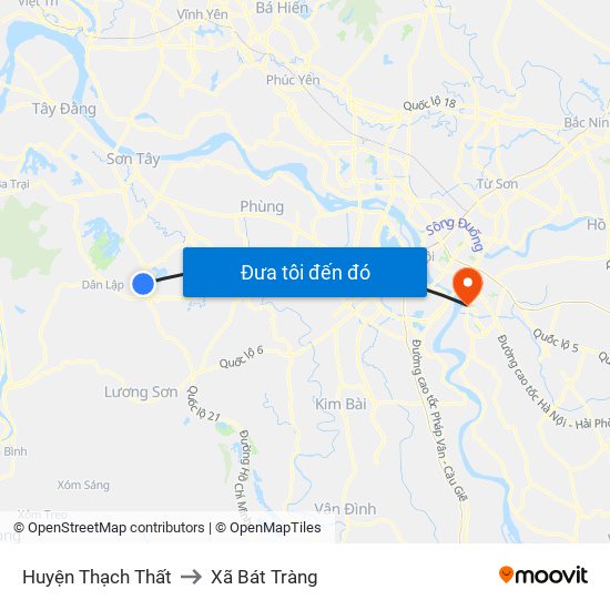 Huyện Thạch Thất to Xã Bát Tràng map