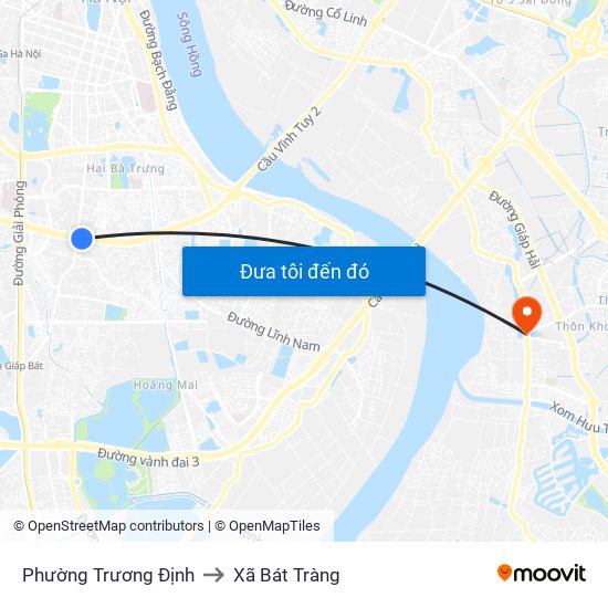 Phường Trương Định to Xã Bát Tràng map