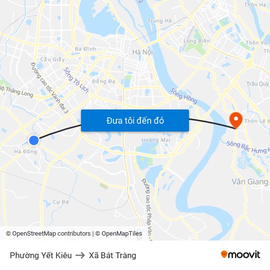 Phường Yết Kiêu to Xã Bát Tràng map
