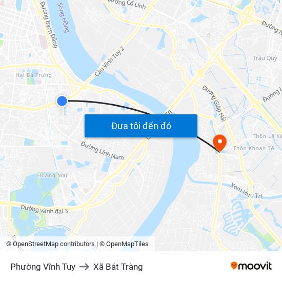Phường Vĩnh Tuy to Xã Bát Tràng map