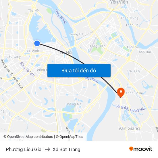 Phường Liễu Giai to Xã Bát Tràng map