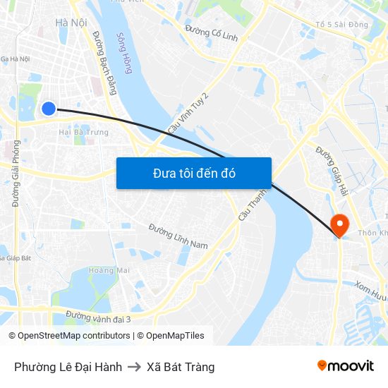 Phường Lê Đại Hành to Xã Bát Tràng map