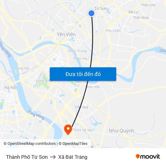 Thành Phố Từ Sơn to Xã Bát Tràng map