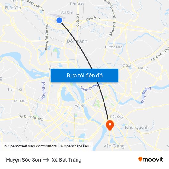 Huyện Sóc Sơn to Xã Bát Tràng map