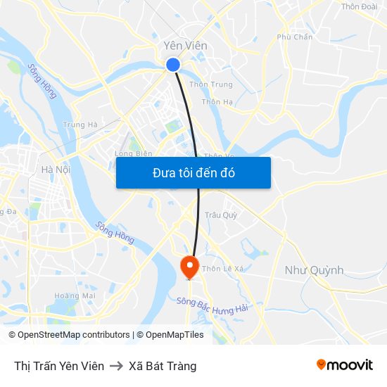 Thị Trấn Yên Viên to Xã Bát Tràng map