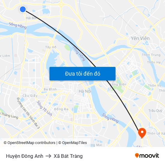 Huyện Đông Anh to Xã Bát Tràng map