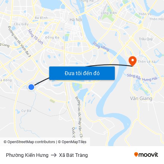 Phường Kiến Hưng to Xã Bát Tràng map