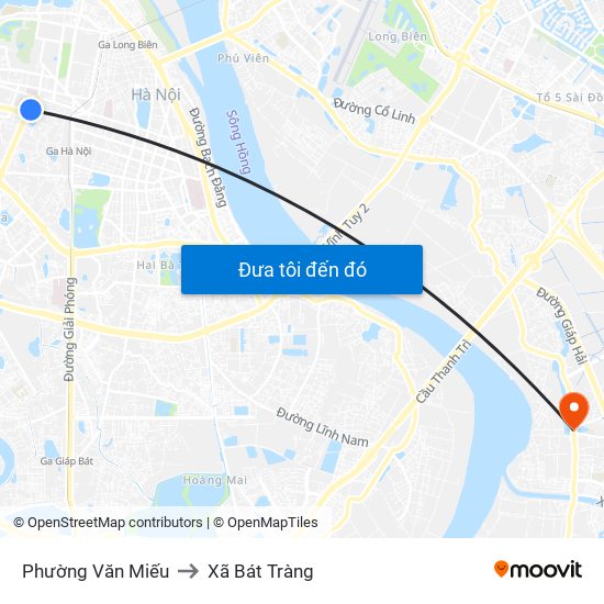 Phường Văn Miếu to Xã Bát Tràng map