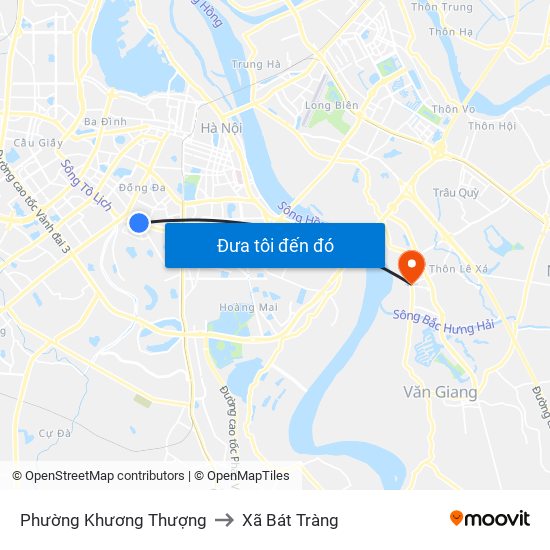 Phường Khương Thượng to Xã Bát Tràng map