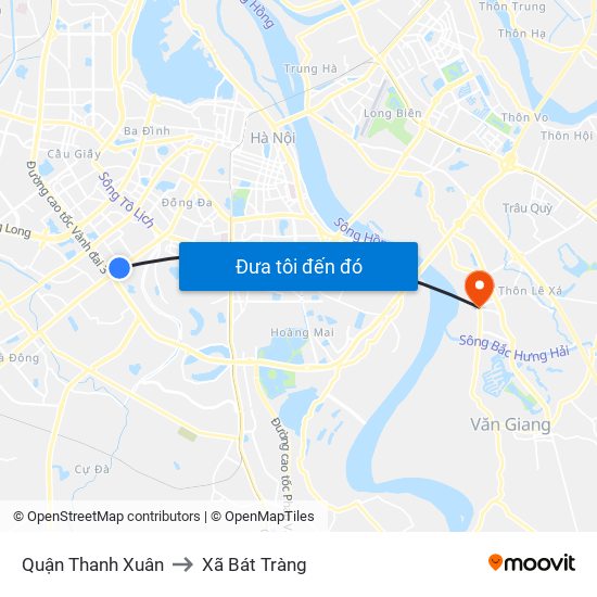 Quận Thanh Xuân to Xã Bát Tràng map
