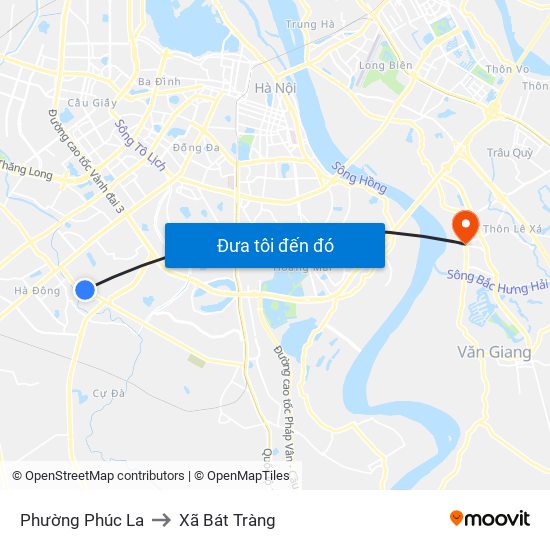 Phường Phúc La to Xã Bát Tràng map