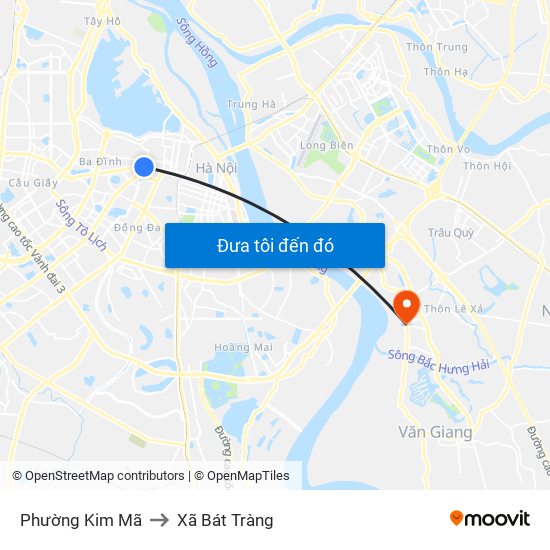 Phường Kim Mã to Xã Bát Tràng map