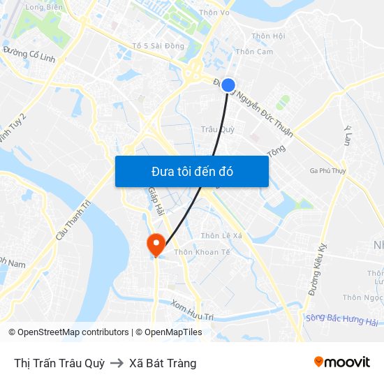 Thị Trấn Trâu Quỳ to Xã Bát Tràng map