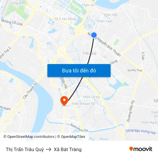 Thị Trấn Trâu Quỳ to Xã Bát Tràng map