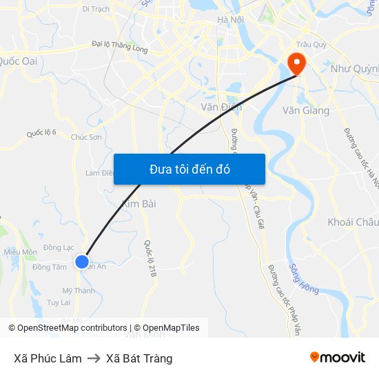 Xã Phúc Lâm to Xã Bát Tràng map