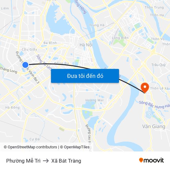 Phường Mễ Trì to Xã Bát Tràng map