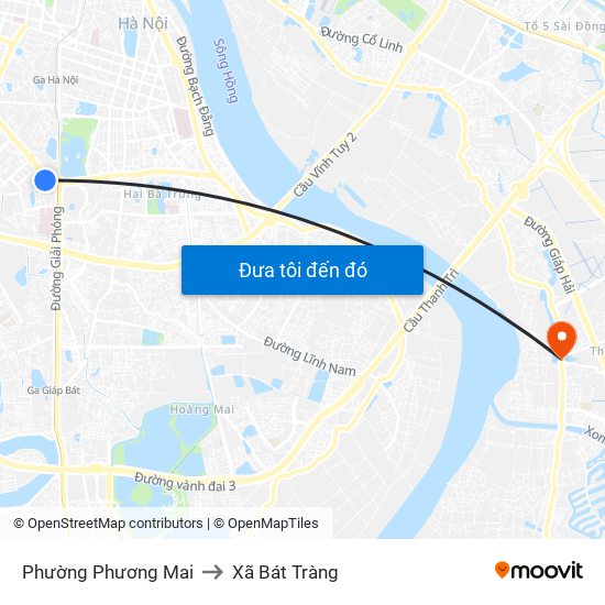Phường Phương Mai to Xã Bát Tràng map