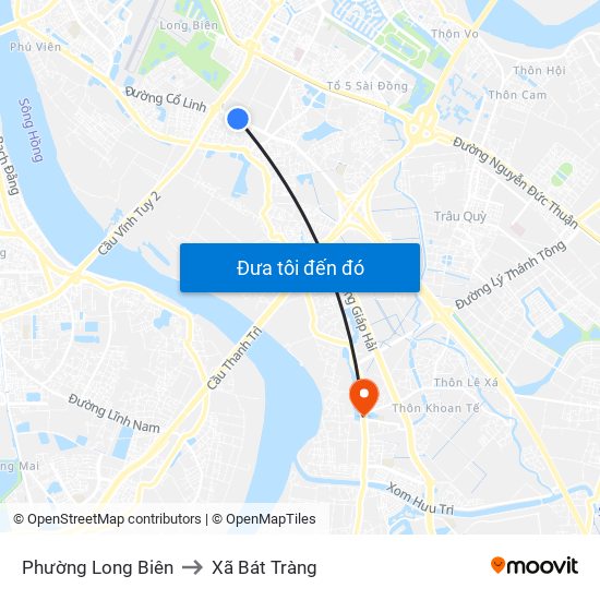 Phường Long Biên to Xã Bát Tràng map