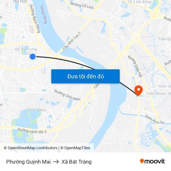 Phường Quỳnh Mai to Xã Bát Tràng map