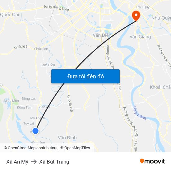 Xã An Mỹ to Xã Bát Tràng map