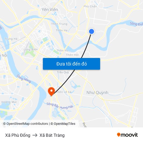 Xã Phù Đổng to Xã Bát Tràng map