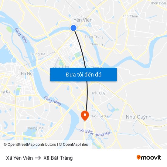 Xã Yên Viên to Xã Bát Tràng map