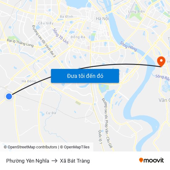 Phường Yên Nghĩa to Xã Bát Tràng map