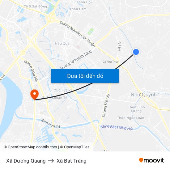 Xã Dương Quang to Xã Bát Tràng map