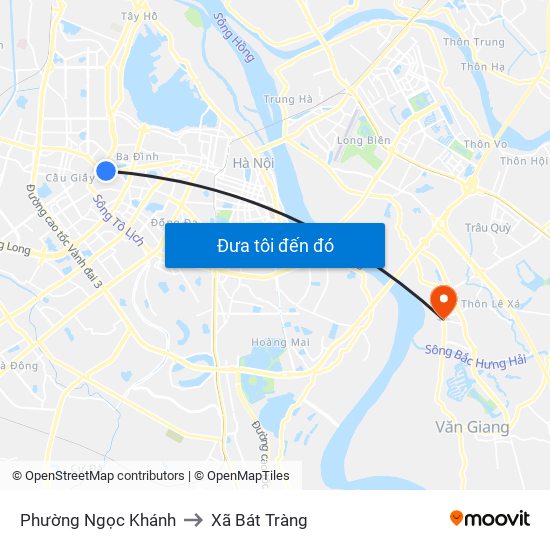 Phường Ngọc Khánh to Xã Bát Tràng map