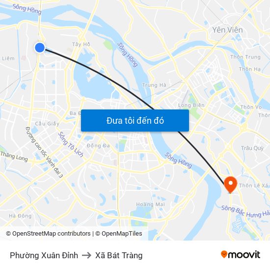 Phường Xuân Đỉnh to Xã Bát Tràng map