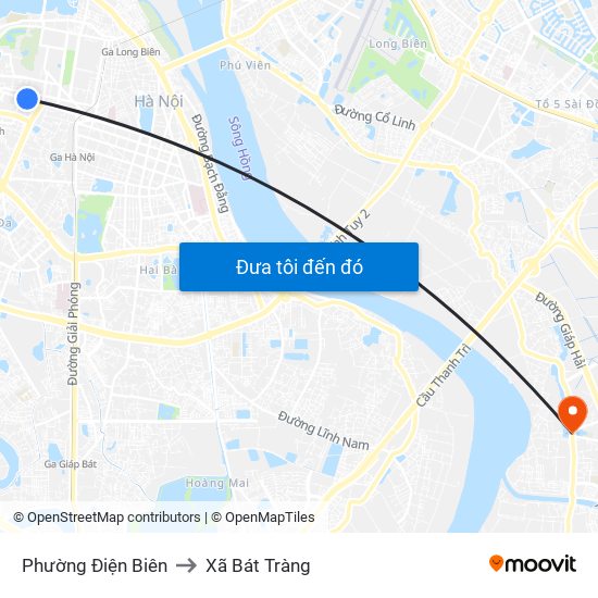 Phường Điện Biên to Xã Bát Tràng map